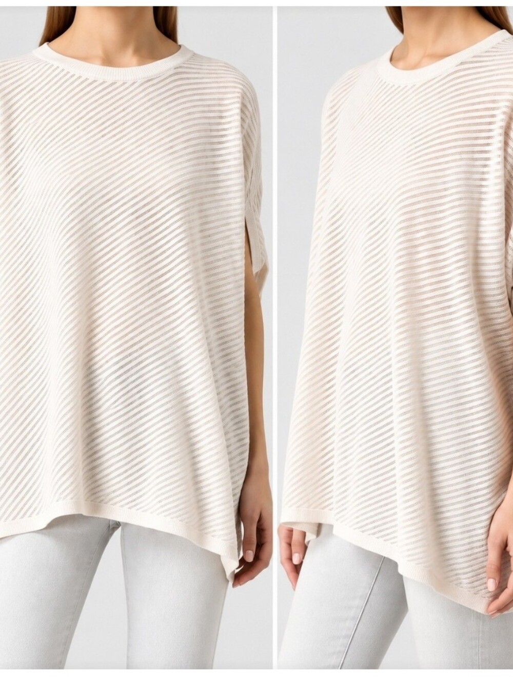 AllSaints Grey Asymetrical Open Knit Cap-Sleeve Knit Top